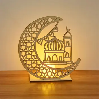 EID Mubarakas Medinis Pakabukas Su LED Žvakės Šviesos Ramadanas, Papuošalai, Namų Islamo Musulmonų Šalies Eid Dekoro Kareem Ramadanas