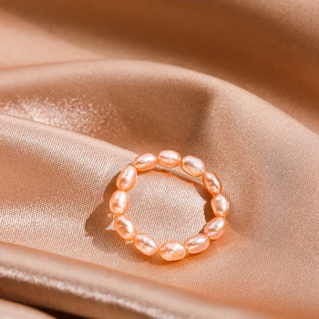 Elegantiškas Natūralių Gėlavandenių Perlų Žiedai Moterims Minimalistinio Multi Zawalcowany Elastinga Piršto Žiedai Mados Juvelyrika Dovanos