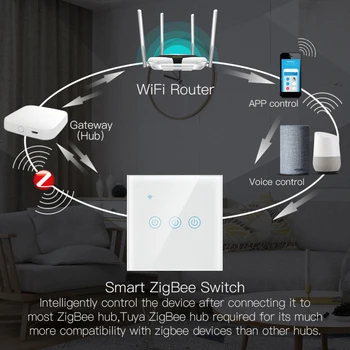 ES Standartas 1/2/3/4Gang Tuya/Smart Gyvenimo WiFi Sienos lengvos Jungiklis Neutralus Laidas Belaidis Valdymas Touch Šviesos Jungiklio, Smart Home