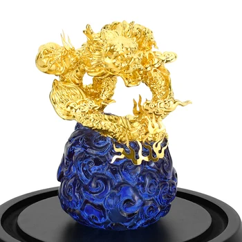 Fengshui Drakono Statula Kinijos Gera Laimingas Drakonas Figūrėlės Statulos Aukso Folija Amatų Dragon Gyvūnų Skulptūros, Namų Biuro Dekoras