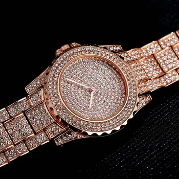 Frauen Uhr Režimas Bling Atsitiktinis Damen Weibliche Quarz Aukso Uhr Kristall Diamant Kailio Frauen Uhr