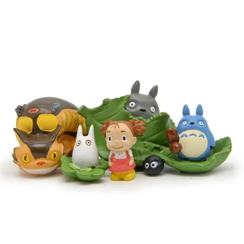 Ghibli Anime Totoro Paspaudę Žalią Palikti Pav Stalas Automobilių Ornamentu Hayao Miyazaki Modelis Pasakų Sodo Miniatiūros Amatų, Žaislų, Namų Dekoro