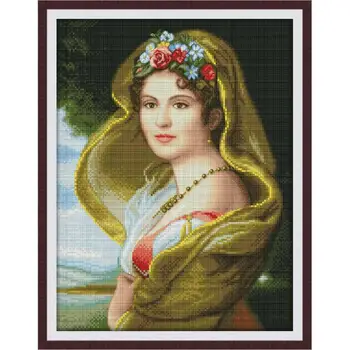 Gražus princesė aliejaus tapyba, portretas su modelio kryželiu rinkinys 14CT11CT tikslumo spauda 