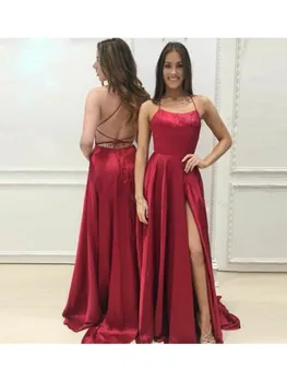 Grosfairy Elegantiškas Backless Prom Dresses 2021 Seksualus Priekiniai Padalinta Vakare Šalis Suknelė Vestidos De Fiesta De Noche Largos Eleganti