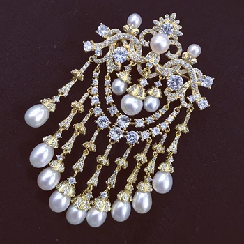 Gėlavandenių perlų balta LAŠAS Derliaus Sagė moteris dovanų bižuterijos Drabužių Dekoravimas