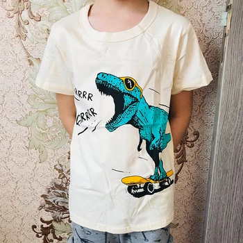 HH Berniuko, T-shirt 2021 m. Vasarą Cartoon Dinozaurų trumpomis Rankovėmis Berniukams, T-marškinėliai, vaikiški Drabužiai Vaikams, Drabužiai Atsitiktinis Medvilnės Viršų