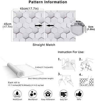 HongMei1217 3D atsparus Vandeniui Geometrinis Modelis Vonios Miegamojo Sienos Fone, Namų Dekoro Tapetai Lipni Vinilo Tapetai