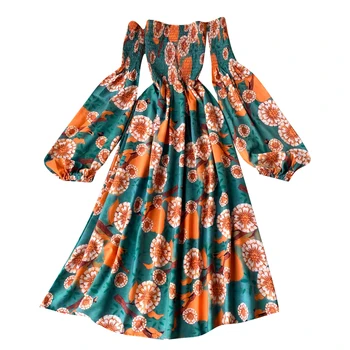 Ilgomis Rankovėmis Elegantiškas Šalis Boho Prabangūs Suknelė Rudenį Spausdinimo Pavasario Aukšto Juosmens-Line Etninės Suknelės Moterims Retor 2021