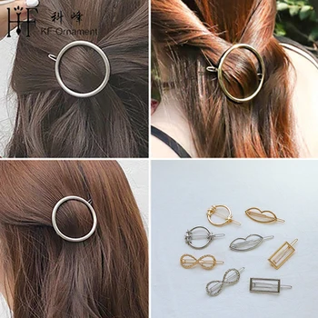 Išskirtinį Moters Plaukų Aksesuarai Trikampis Plaukų Segtuku Prisegti Metalo Geometrinis Hairband Mėnulio Apskritimas Hairgrip Žiburių Merginos Plaukų Segtukai