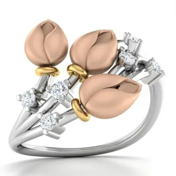 Išskirtinį Paprasta Trys Rožės Elegantiškas Žiedas Micro Inkrustacijos Cirkonis Žiedas Ponios Žiedas Papuošalai Vestuvių Žiedas