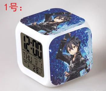 Japonų Anime, 7 Spalvų LED Blykstė Skaitmeninis žadintuvai Sword Art Online Vaikams Nakties Šviesos Miegamasis Laikrodis reloj despertador