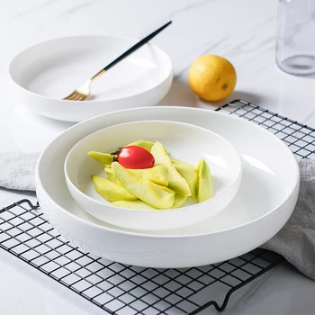 Japonų stiliaus balta paprasta keramikos disko kūrybos turas keramikos sriuba plokštelę 