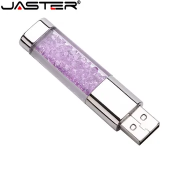JASTER kristalų LED šviesos pen drive 4GB 8GB 16GB 32GB 64GB USB pen flash drive, usb2.0 užsakymo 5 nemokamai logotipai usb flash drive