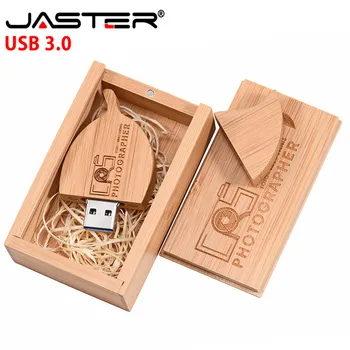 JASTER usb 3.0 medinių lapų+ box usb flash drive, Memory stick pen ratai 4 GB 16GB 32GB 64GB dovana(nemokamai logotipą)