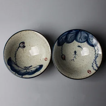 Jingdezhen Keramikos antikvariniai arbatos puodelio rankomis dažyti kungfu arbatos rinkinys bambuko skrybėlę mėlynos ir baltos arbatos puodelio NR. YZ3