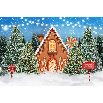 Kalėdų Meduoliai Su Imbiero Priedais Namai Fone Žiemos Sniegas, Kalėdų Eglutės Portretas Fone Saldainis Candyland Kalėdos Šalis Apdaila