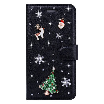 Kalėdų Prabanga Apversti Odinis dėklas IPhone 12 Mini Pro 11 X XS Max XR SE 2020 Case Cover For Iphone 5 5c 5s 6 6s SE 7 8 Plius