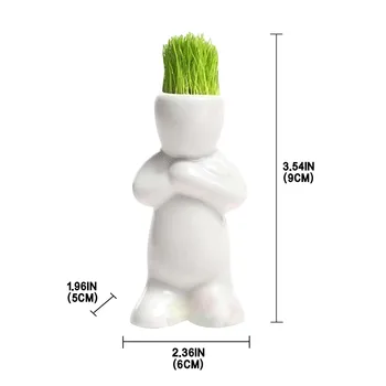 Karšto Pardavimo Mini Bonsai Galvos Žolės Plaukų Baltos Keramikos Augalų Sodas,medis Lėlės Žolės Puodą Apdailos Mielas Vazoninių Augalų Sodas 