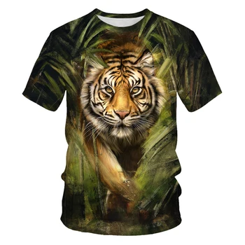 Karšto pardavimo vyriški 3DT marškinėliai vasarą, gyvūnų pasaulyje tigras modelis, kietas skaitmeninis spausdinimas modelis, unisex mados O-kaklo marškinėliai