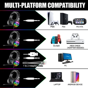 Kietas RGB Kvėpavimo šviesos, laisvų Rankų įranga Žaidėjus Už PS4 7.1 Erdvinio Garso Laidinio Žaidimų Ausinės Su Triukšmo Mažinimo Mikrofonas PC