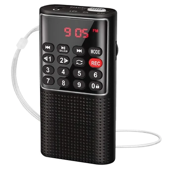 Kišenėje FM Walkman Radijo Nešiojama Baterija Radiją, Diktofoną, Užrakinimo Klavišą, SD Kortelės Grotuvas, Įkraunamą Garso įrašymo funkcija