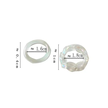 Korėjos Vasaros Mados Spalvinga Dervos Geometrinis Apvalus Žiedas Nereguliarus Grandinės Žiedai Moterys Šalis Vestuvių Papuošalai Žiedas Nustatyti Derliaus