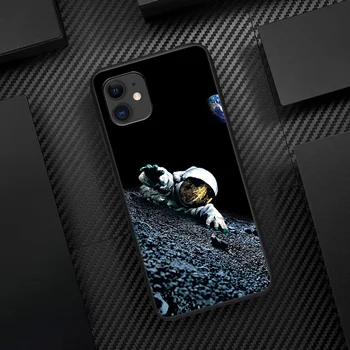 Kosmoso Astronautas Star Meno Telefono dėklas, Skirtas Iphone 5 5S SE 2020 6 6S 7 8 Plius 11 12 X Mini XS XR Pro Max juodo Dangtelio 3D atsparus Vandeniui