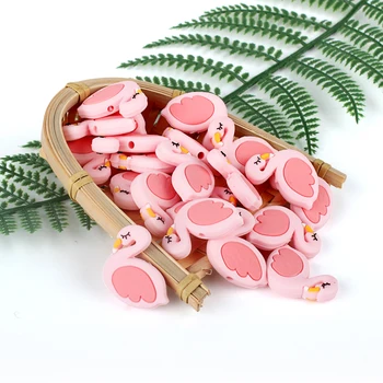Laikyti&Augti 10VNT Kūdikių Silikono Flamingo Karoliukai Kūdikių Moliniai Žaislai, Kūdikių Teethers Burnos Priežiūros Produktus 