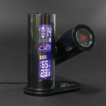 LCD Skaitmeninio formato Lazerinis Žadintuvas Temperatūra Drėgnumas Laikrodis Projektorius LED Apšvietimas Laikrodis, Orai, Kalendorius Namų Dekoro