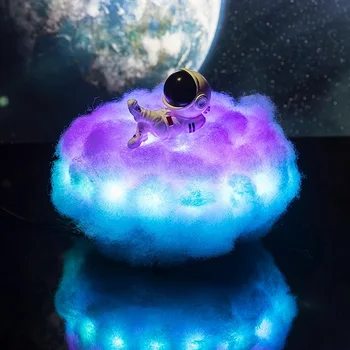 LED Lempos, Spalvinga 3D Debesys Astronautas Naktį Žibintai Su Rainbow Vaikų Nakties Šviesos Vaikai Miegamojo Puošmena Gimtadienio Dovana