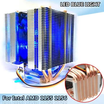 LED Mėlynos Šviesos CPU Ventiliatorius 6X Šilumos Vamzdžio Intel VVG 1155 1156 AMD Socket AM3/AM2 Aukštos Kokybės Kompiuterio Aušintuvo Aušinimo Ventiliatorius CPU