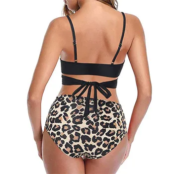 Leopard Maudymosi Kostiumėlį Moteris Gyvatė Spausdinti Bikini 2021 Seksualus Kryžiaus Tvarstis Maudymosi Kostiumą Aukšto Juosmens Bikini Komplektas Biquini Push Up Maudymosi Kostiumėliai