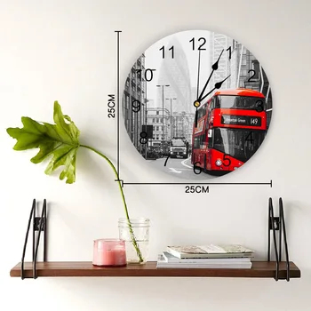 Londono Gatvės Raudonų Autobusų Sieninis Laikrodis Virtuvės Namų Kambarį Miegamojo Dekoratyviniais Vaikų Kambario Sienos Kabo Dekoro Laikrodžiai