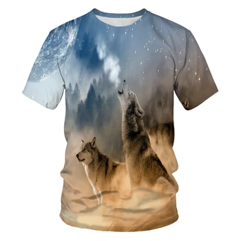 Mados naujų gyvūnų wolf 3d spausdinimo vyriški trumparankoviai marškinėliai gamykloje tiesioginio pardavimo atsitiktinis palaidų labdaros vyrų streetwear