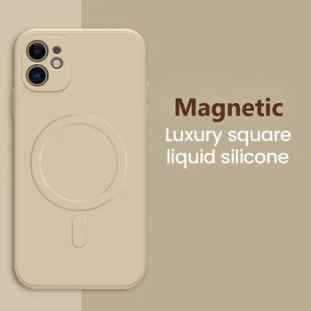 Magnetinio Originalus Skystis Silikono Atveju IPhone, 12 Pro Max Mini Belaidė Prabanga Magnetinio Minkštas gaubtas, skirtas 