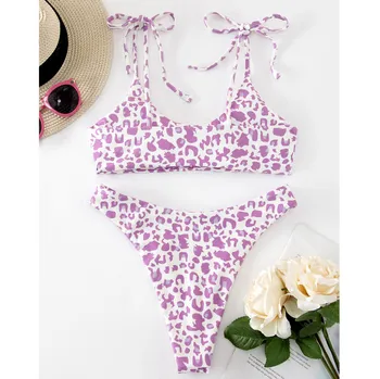 Maudymosi Kostiumėliai Moterims, Diamond Apdailos Leopardas Spausdinti Tvarstis Bikini Komplektas Push Up Maudymosi Kostiumėlį Paplūdimio Kamšalu Plaukimo Kostiumas Moterims