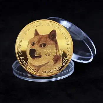 Mielas Gražus WOW Auksą, Padengtą Dogecoin Progines Monetas Mielas Šuo Modelis Šuo Suvenyrų Kolekcija Dovanos, Namų Puošybai