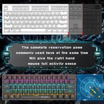 Mini Nešiojamas 60% Tiesa Mechaninė Klaviatūra Laidinio Gateron Mx RGB Apšvietimas Žaidimų Klaviatūra 61 Klavišų Stalinį Kompiuterį