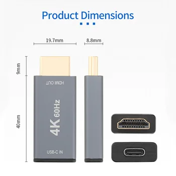 Mini USB C Tipo HDMI-suderinama Adapteris 4K*2K@60Hz C Tipo 3.1 Įvestis HDMI suderinamus Išėjimo Keitiklis skirtas PC, Smartphone