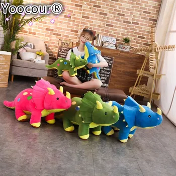 Modeliavimo Dinozaurų Pliušiniai Žaislai Animacinių filmų gyvas Triceratopsas Minkštos Lėlės Žaislas Gyvūnų Modelio Vaikų Berniukų Kūdikio Gimtadienio Dovanos