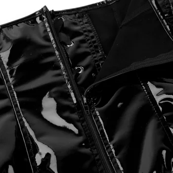 Moteriški Wetlook Seksualus Mados Clubwear Kostiumas Dirbtiniais Odos Zip Priekyje Steampunk Gotikos Wasit Treneris Korsetas Vakare Šalis