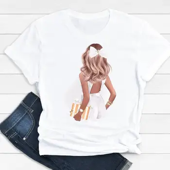 Moterų Drabužiai Animacinių filmų Saldus Mielas Mujer Camisetas Vasaros Spausdinti Mados trumpomis Rankovėmis Marškinėlius Moterų Tee Viršuje Grafinis T-shirt
