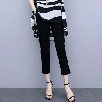 Moterų Dviejų dalių Kostiumai Naujas Vasaros Vakarų Stiliaus Atsitiktinis Elegantiškas Kutas Zebras Spausdinti Palaidinė & Mados Juoda Pieštuko Pants Plus Size