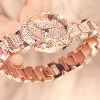Moterų Laikrodžiai, Prabangūs Aukso Žiūrėti Moterų Apyrankės Ponios Diamond Nerūdijančio Plieno xfcs Analoginis Moterų Kvarcinis Laikrodis Laikrodis