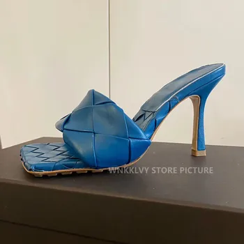 Moterų sandalai Pynimo Aukšti kulniukai 2020 metų vasaros suknelė šalis batai nekilnojamojo odos crossover 