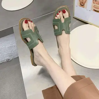 Moterų Sandalai Retro Stiliaus Skaidrus Plokščias Sandalai Moterims, Batų Mados 2020 Metų Vasaros Flip Flop Lauko Moterų Paplūdimio Batai, Sandalai