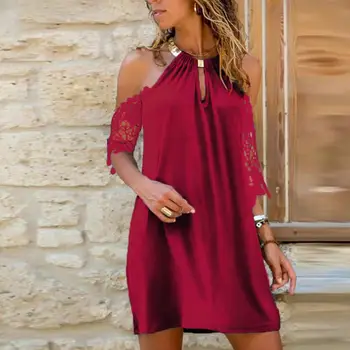 Moterų Suknelė Apynasrio Stebėjimo Mini Suknelės Damoms Kaklo-Sumontuoti Apvalios Kaklo Vasaros Seksualus Mados vientisos Spalvos Kasdien Suknelė 2021