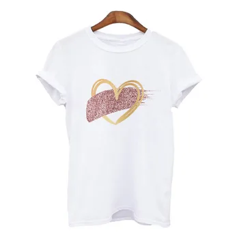 Moterų Tshirts 2021 harajuku Love Grafinis Spausdinti marškinėliai, femme Vasaros Balti trumpomis Rankovėmis Atsitiktinis Mados Ponios Trišakiai Plius Dydis