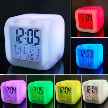 Multi-Funtional Namų Miegamajame Vaikai 7 Spalvų LED Keisti Skaitmeninės Žėrintis Žadintuvas Buitinės Dekoratyvinės Elektroninis Laikrodis