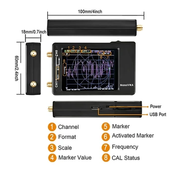 NanoVNA-H Vektoriaus Tinklo Analizatorius, Nešiojamasis VNA Antenos Analizatorius Rinkinys su 10KHz-1,5 GHz, 2.8 Colių LCD Ekranas Neliesti